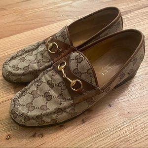 Vintage Gucci monogram horsebit loafers